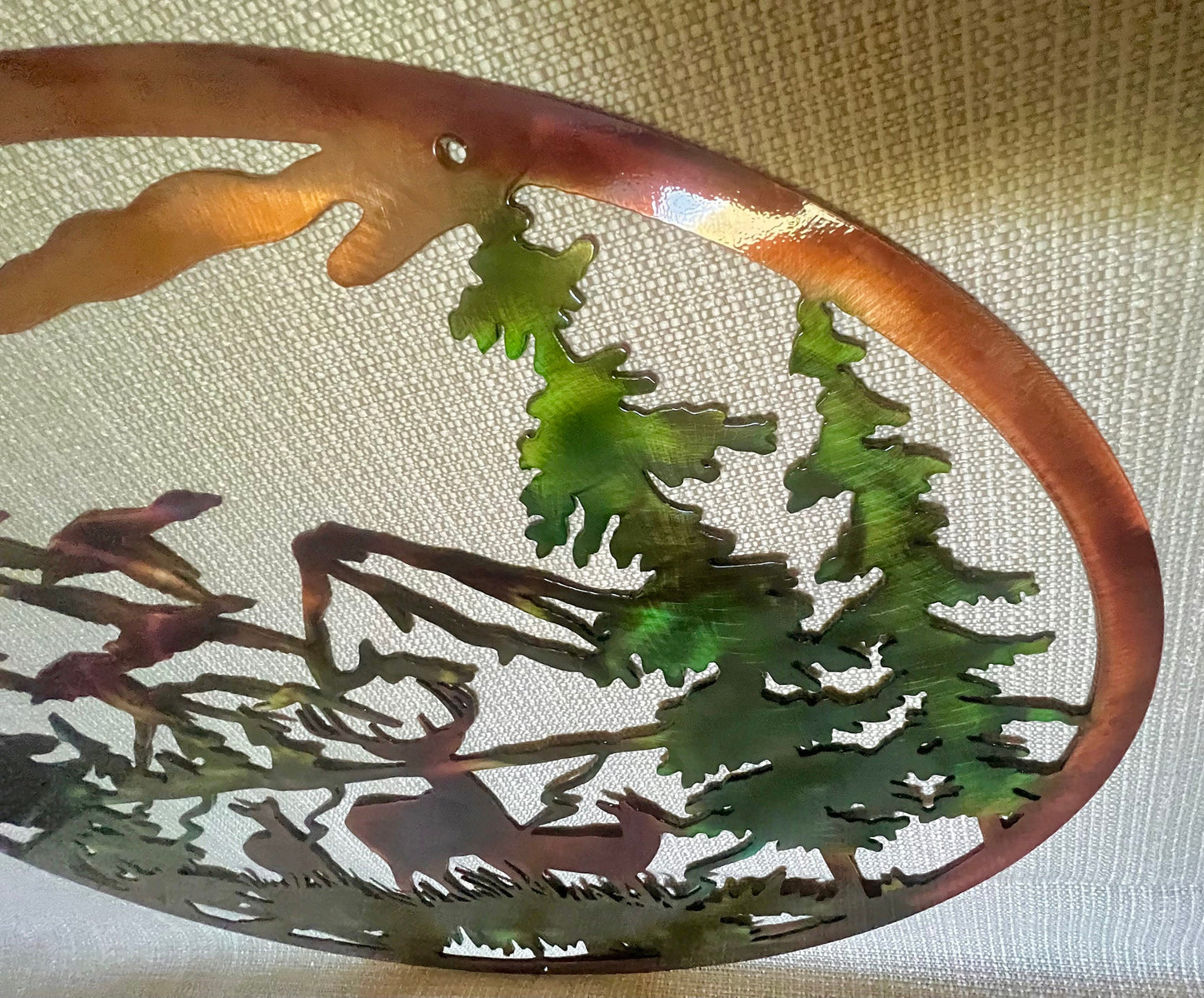 Deer Family And Mountains Trees And Geese Indoor Or Outdoor Wildlife Metal Wall Art