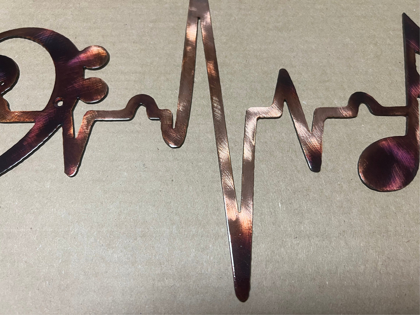 EKG Line Music Notes Bass Clef Heartbeat Sinus Rhythm Indoor or Outdoor Metal Art
