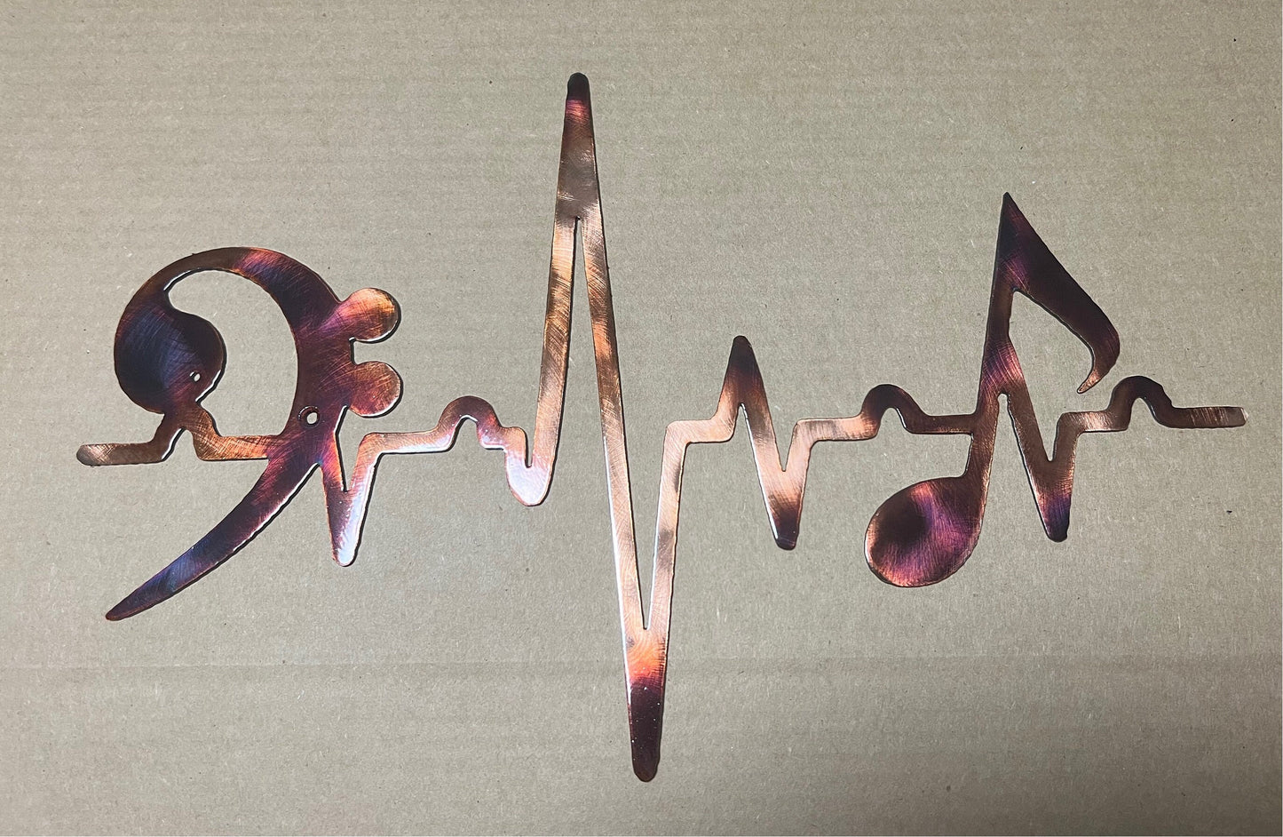 EKG Line Music Notes Bass Clef Heartbeat Sinus Rhythm Indoor or Outdoor Metal Art