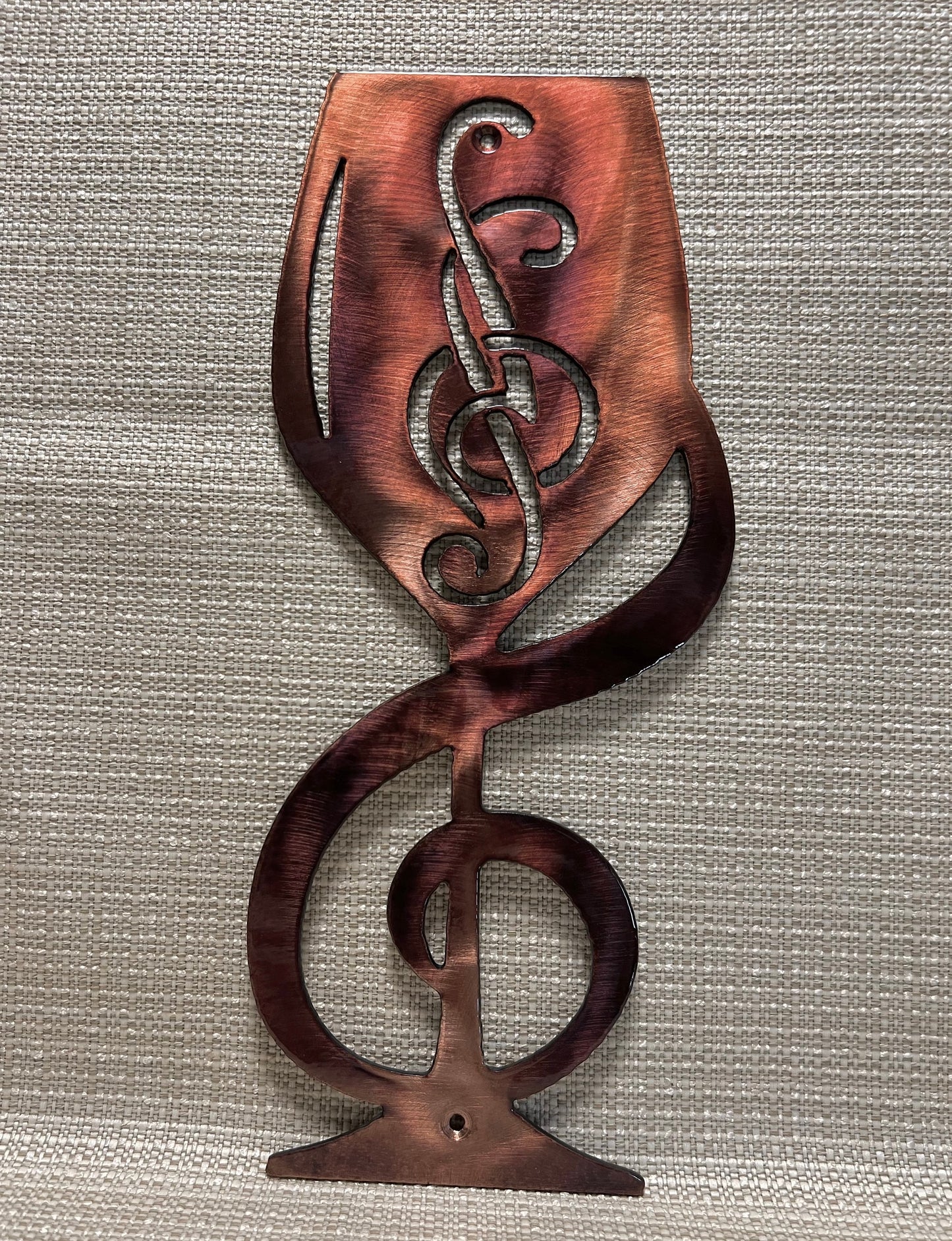 Artsy Wine Glass With Music Notes Metal Wall Art Kitchen And Bar Decor