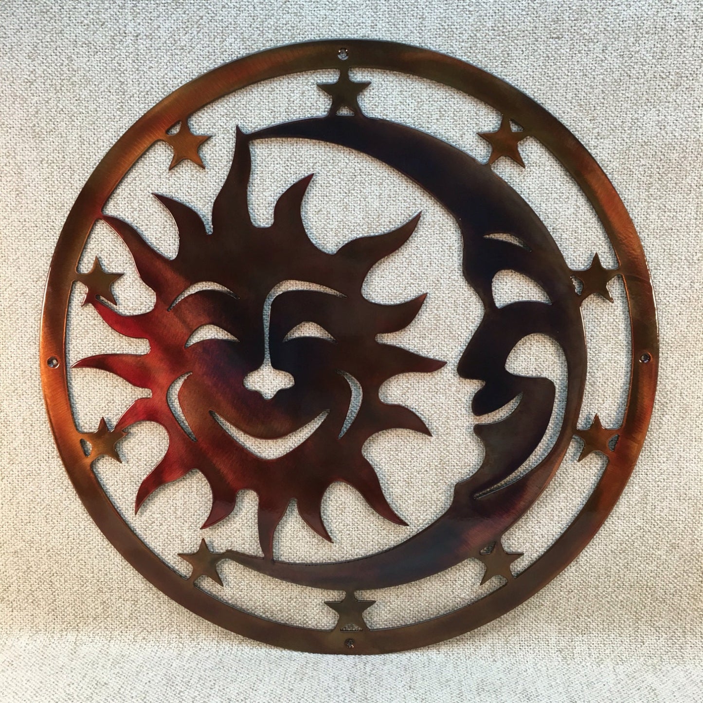 Sun, Moon, & Stars Celestial Indoor or Outdoor Plasma Cut Metal Wall Art