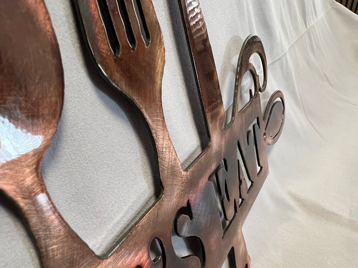 Back 40 Metal Worx Let’s Eat handcrafted steel kitchen wall art