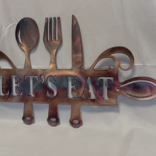 Let’s Eat handcrafted metal kitchen wall decor video