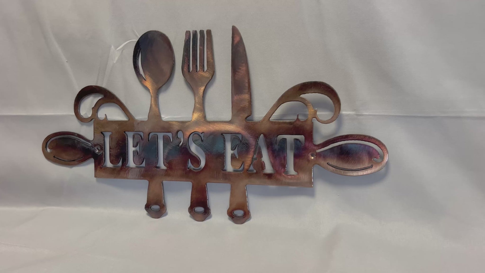 Let’s Eat handcrafted metal kitchen wall decor video
