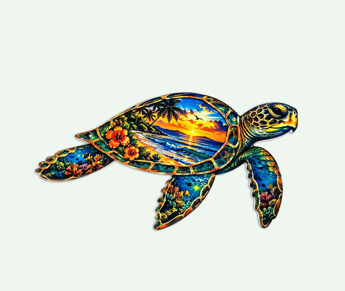 Sea turtle tropical sunset wall art full product view