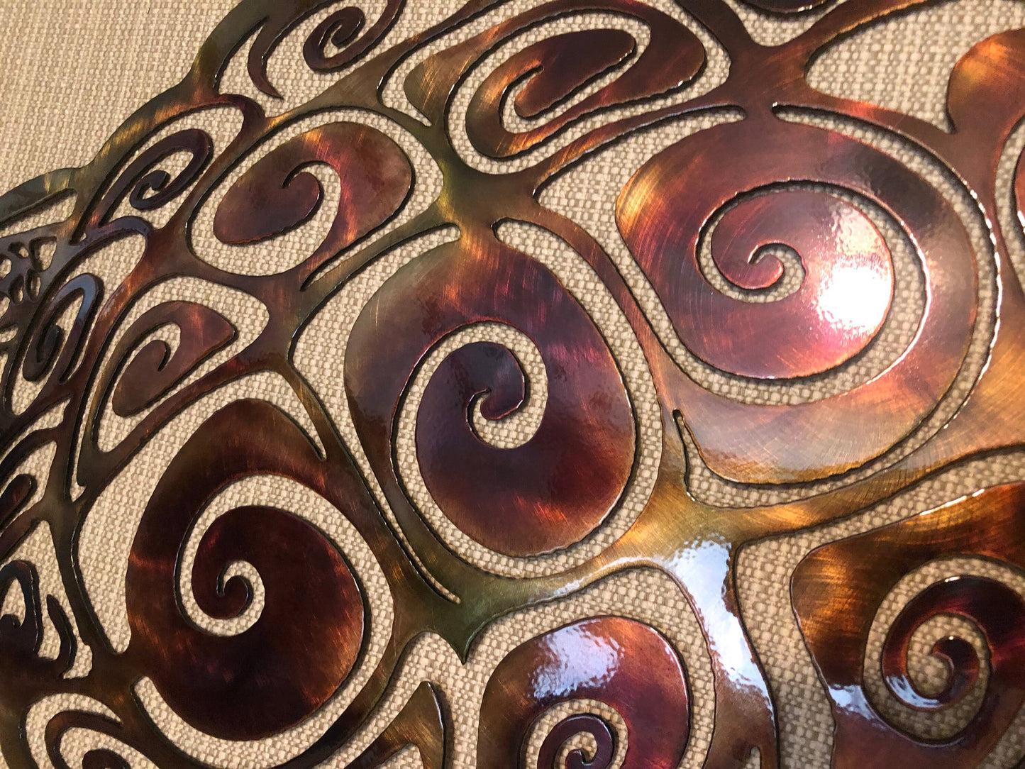 close up of the finish on a sea turtle wall art - Back 40 Metal Worx