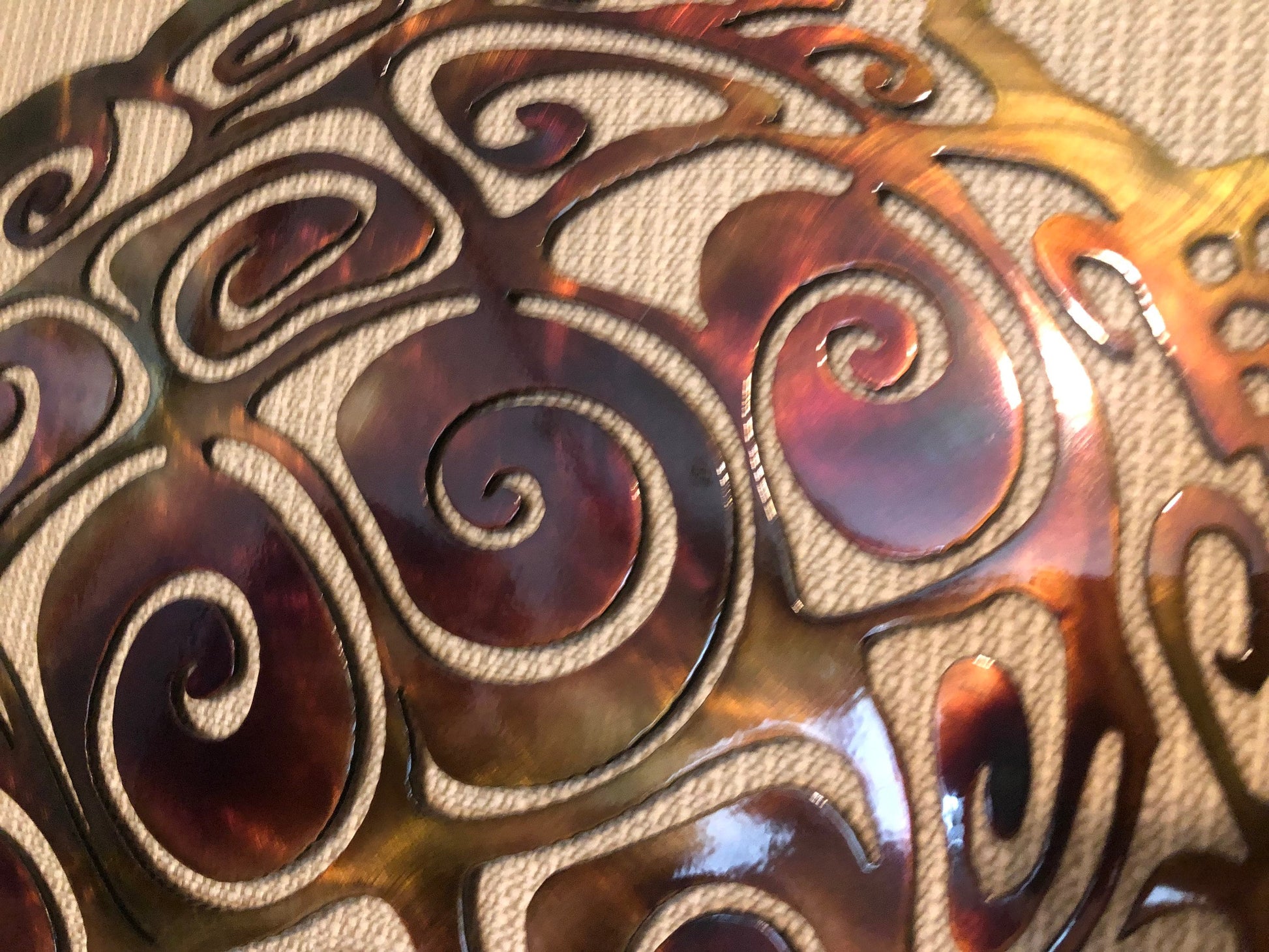 close up of the finish on a sea turtle wall art - Back 40 Metal Worx